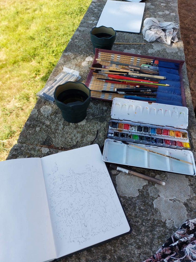 Photographie de matériel de peinture et aquarelle ©Ysae illustrations