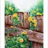Impression d'un dessin original réalisé à l'encre et à l'aquarelle représentant des roses jaunes grimpant le long d'une barrière en bois @Ysae illustration