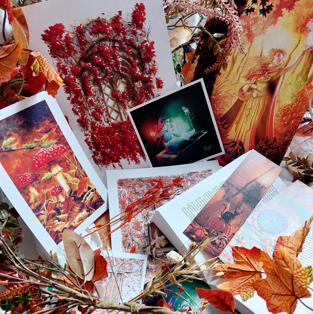 Photographie des dessins d'automne de la boutique @ Ysae illustrations