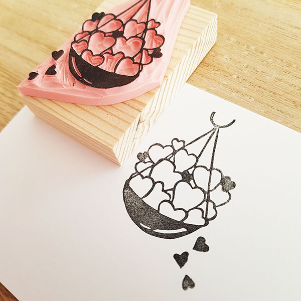 Tampon représentant une balance pleine de coeurs @Rose de Biboun