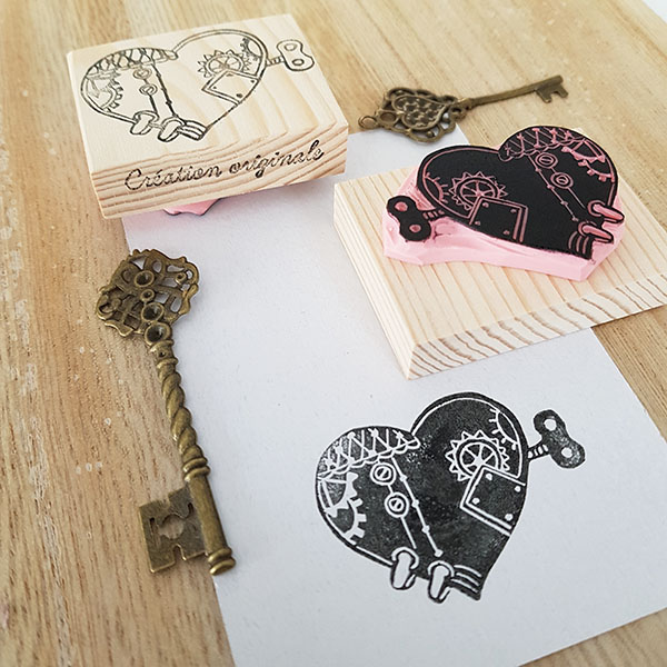 Tampon représentant un coeur Steampunk @Rose de Biboun