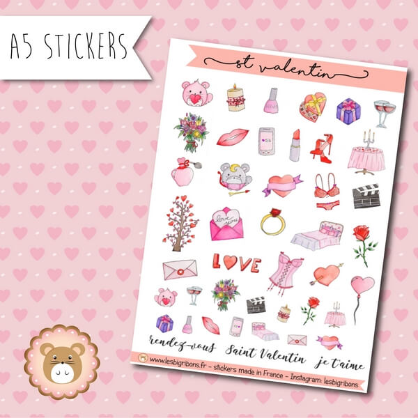 Planche de Stickers spécial saint-valentin @Les BiGribons