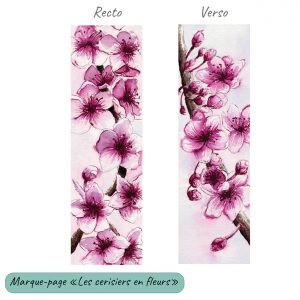 Marque-pages décoré de fleurs de cerisiers japonais à l'aquarelle @Ysae illustrations