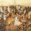 "Rabbit among the fairies", John Anster Fitzgerald (1819-1906) représentant un lapin dans un champs, entouré de petite fairies @Sofi