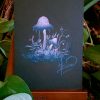 Dessin original à la gouache présenté sur un chevalet représentant des champignons empoisonnés dans la forêt @Ysae illustrations