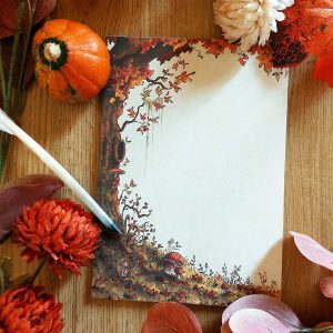 Bloc-notes illustré avec un arbre aux couleurs de l'automne @Ysae illustrations