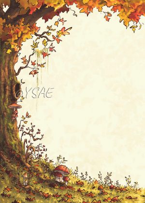 Visuel d'un bloc-notes illustré avec un arbre aux couleurs de l'automne @Ysae illustrations