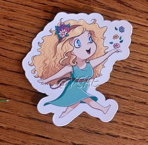 Sticker représentant une petite nymphe du printemps façon chibi @Ysae illustrations
