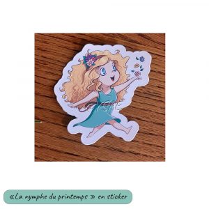 Sticker représentant une petite nymphe du printemps façon chibi @Ysae illustrations