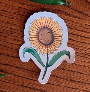 Sticker représentant une fleur de tournesol heureuse @Ysae illustrations