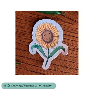 Sticker représentant une fleur de tournesol heureuse @Ysae illustrations