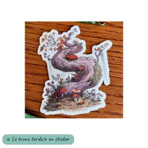 Sticker représentant un tronc tordu dans une ambiance automnale @Ysae illustrations