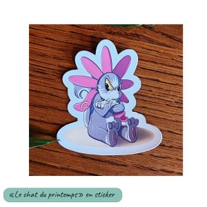 Sticker représentant un chat par content qui porte un costume de fleur @Ysae illustrations