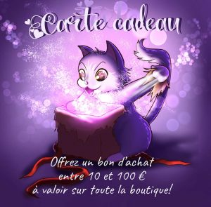 Dessin numérique pour la carte cadeau représentant un chaton qui ouvre un paquet cadeau ©Ysae illustrations