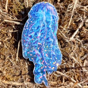 Sticker pailleté représentant une méduse iridescente @ysae illustrations