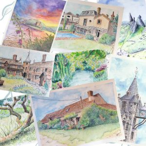Aquarelles personnalisées de maisons, paysages en France, Angleterre ou en Écosse @Ysae illustrations
