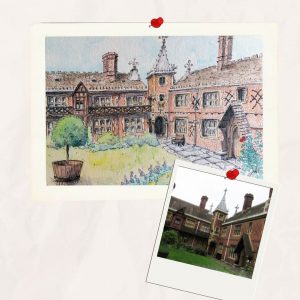 Aquarelle personnalisée représentant une grande maison en brique de Bristol (Angleterre) @Ysae illustrations
