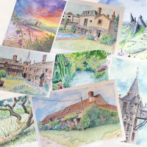 Aquarelles personnalisées de maisons, paysages en France, Angleterre ou en Écosse @Ysae illustrations